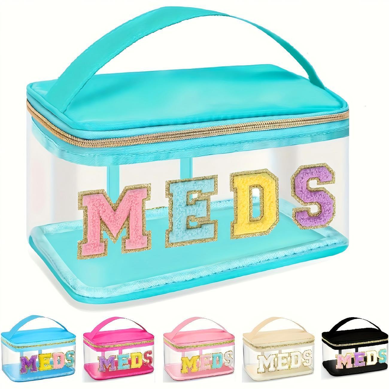 Hot Selling Fully Transparent Storage Bag with Embroidered Letters, Versatile Medicine Storage Bag for Easy Access, Hand In Hand Bag for Daily Organization, Space Saver Bags