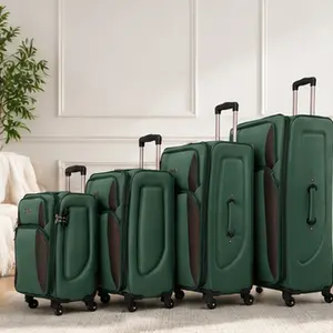 ARCH Softside Expandable Luggage Set 4 Piece Lightweight Suitcases 20 24 28 32 Inch Polyester Travel Bag with Dual Pockets Dark Green for Family Vacation Business Trip Packing Organization, Dark Green Color Options, Polyester Material
