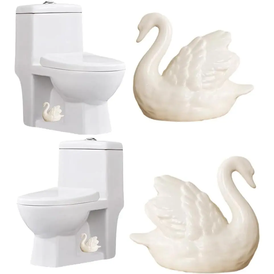 2PCS Bolt Covers Decorative, Bolt Caps Decorative, Funny Toilets Screw Cover Caps, Lovely Swan Toilets Bowl Bolt Covers, Easy Installation Accessories (White)