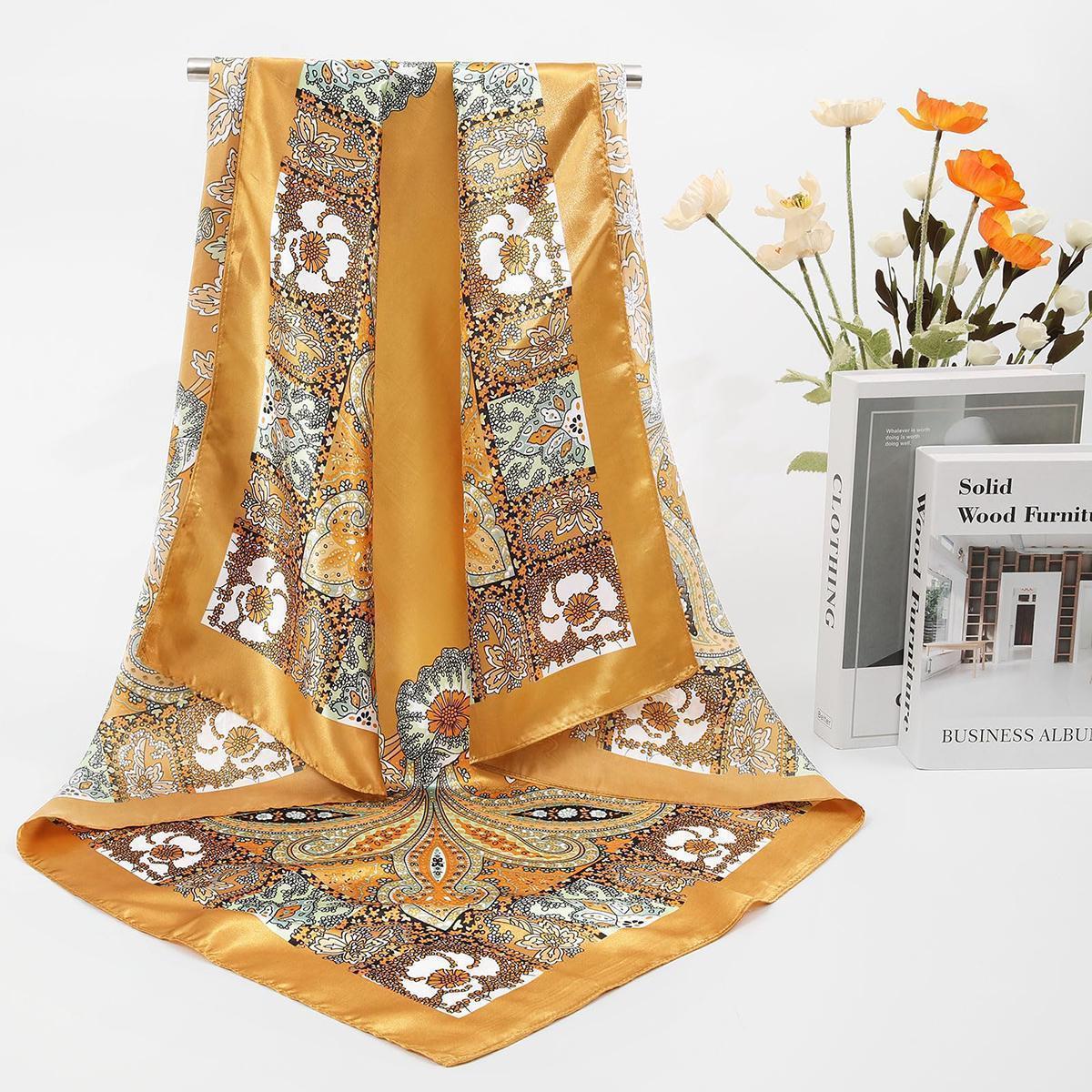 4PCS/set 35" Large Square Head Scarves Silk Like Neck Scarf Bandana Hair Sleeping Head Wrap Fashionable Hair Scarfs for Women TikTokShopBlackFriday