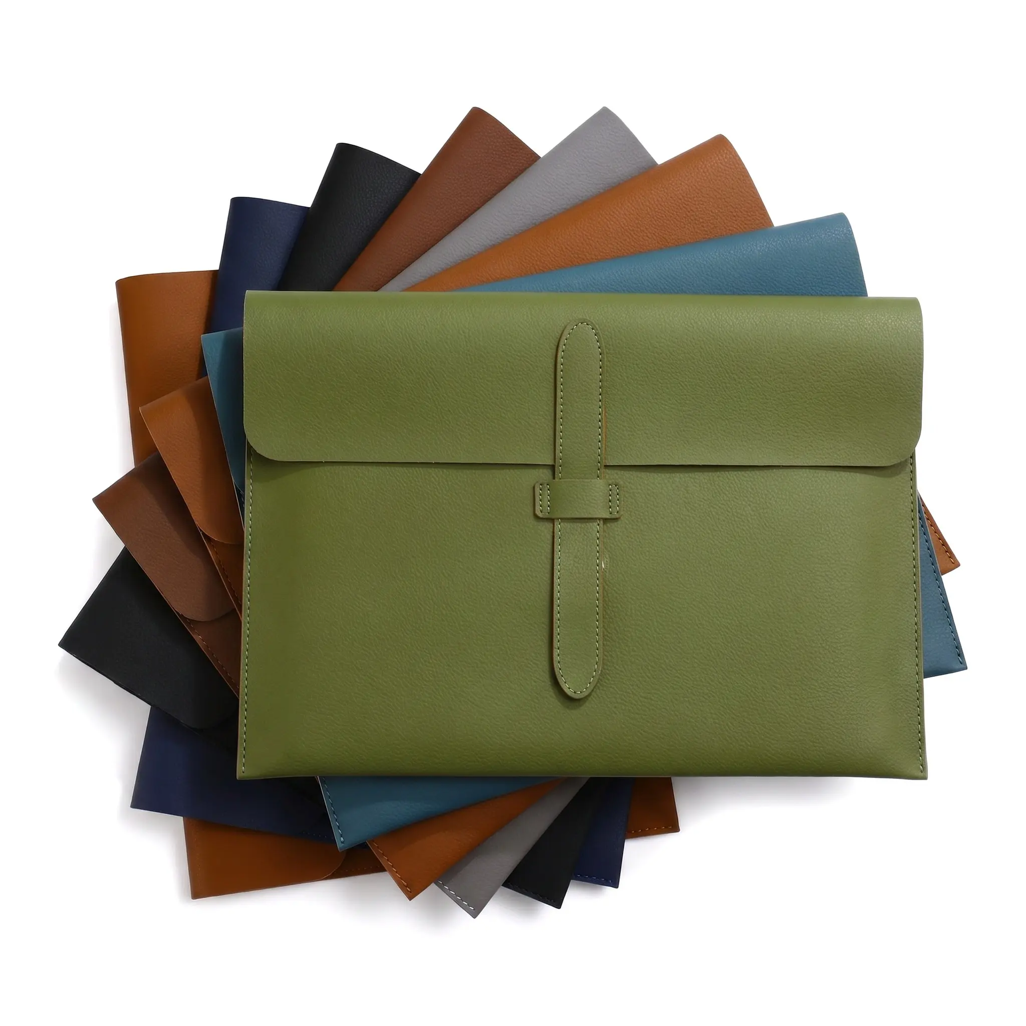 Leather A4 Document Folder - Nylon Fabric Bag Organizer with Document Holder, Minimalist Office Essential Pouch for Office Use, No