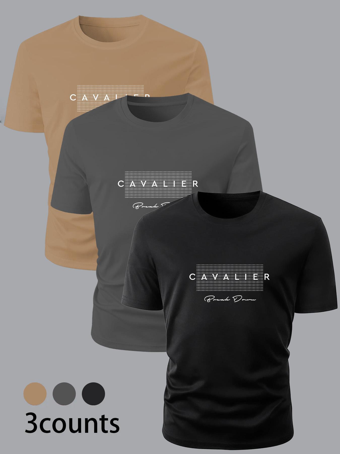 Men's Letter Print Round Neck Tee, Regular Fit Casual Short Sleeve T-shirt, Men's Summer Top for Daily Wear, Gym Tees, Athletic T Shirt