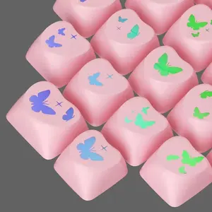 Xvx Clear Crystal Keycaps, PC Material Custom DIY Sweetheart Keyboard Caps, Backlit Candy Keycaps, Cherry Shape for Mx Switch Mechanical Keyboard (21 Pcs)