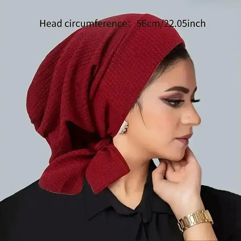 Women's 2-Piece Hijab Set with Cap, Solid Color Full Coverage Head Scarf, Comfortable Headwear for Ramadan, Chemo, or Daily Use, Two Piece Set, 2-Piece Set