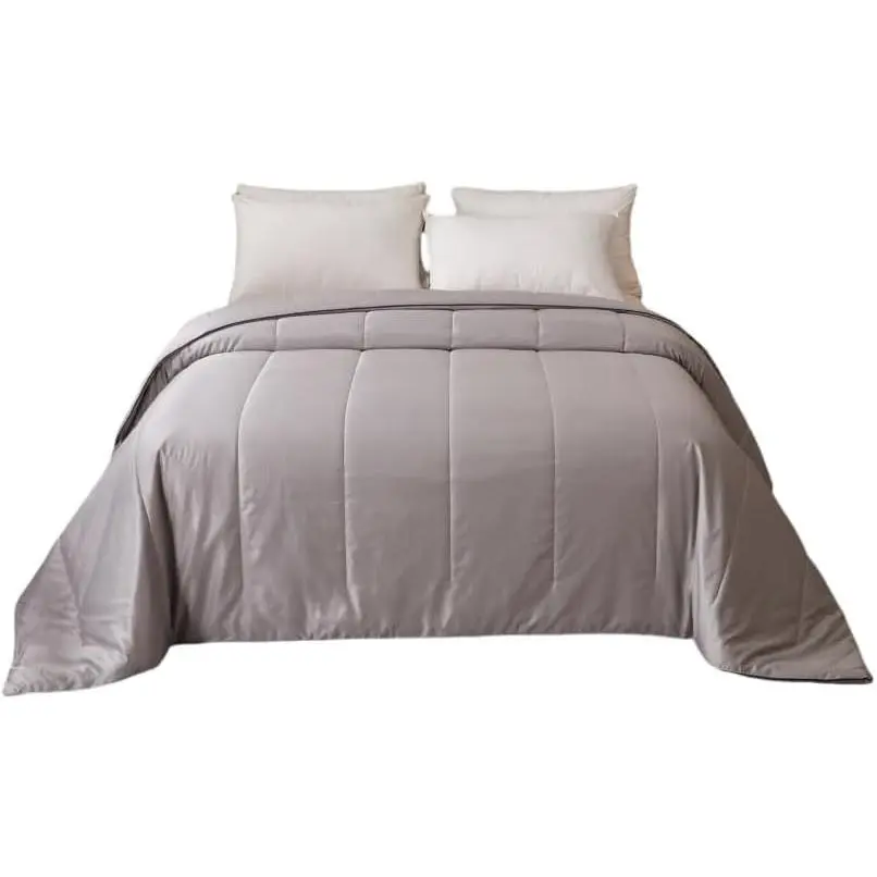 2025 Premium Non-Vacuum Reversible Lightweight Cooling All Season Comforter Quilt - Soft Breathable Fluffy (Grey, King)