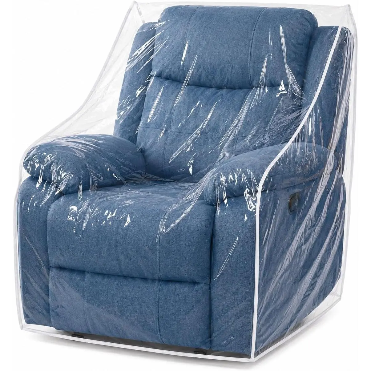 Heavy Duty Waterproof Clear Plastic Recliner Chair Cover, Reusable Vinyl Armchair Protector for Pet Hair, Cat Dog Scratches, Dust, Dirt & Spills, Fits Standard Recliners for Storage and Moving
