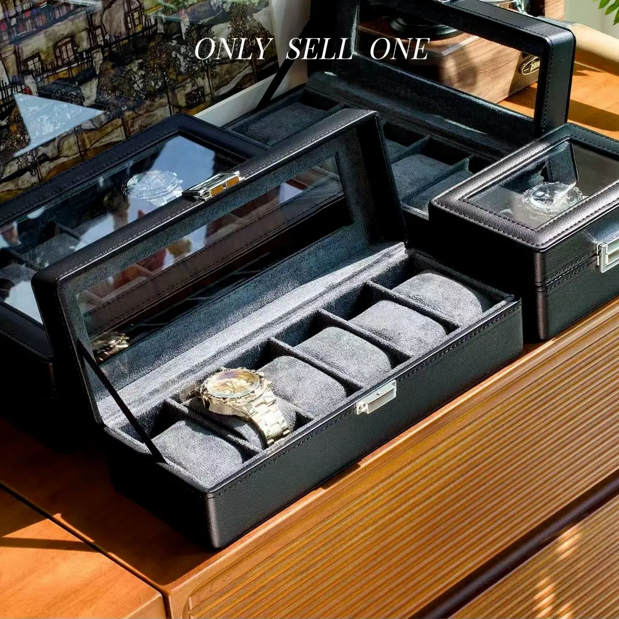 Litchi Texture Watch Storage Box, Large Capacity Watch Display Case, Watch Organizer, Elegant Desktop Decor, Luxury Gift for Gentlemen