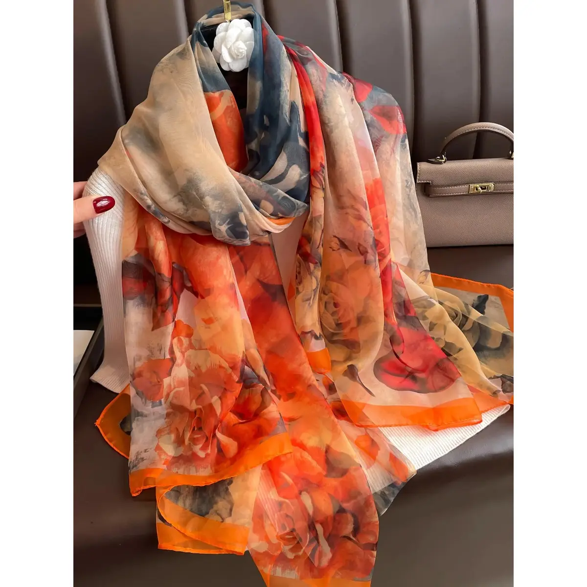 Floral Print Scarf – Soft Comfortable Fashion Shawl for Women & Men, Casual Versatile Multi-Use Daily Wear Accessory