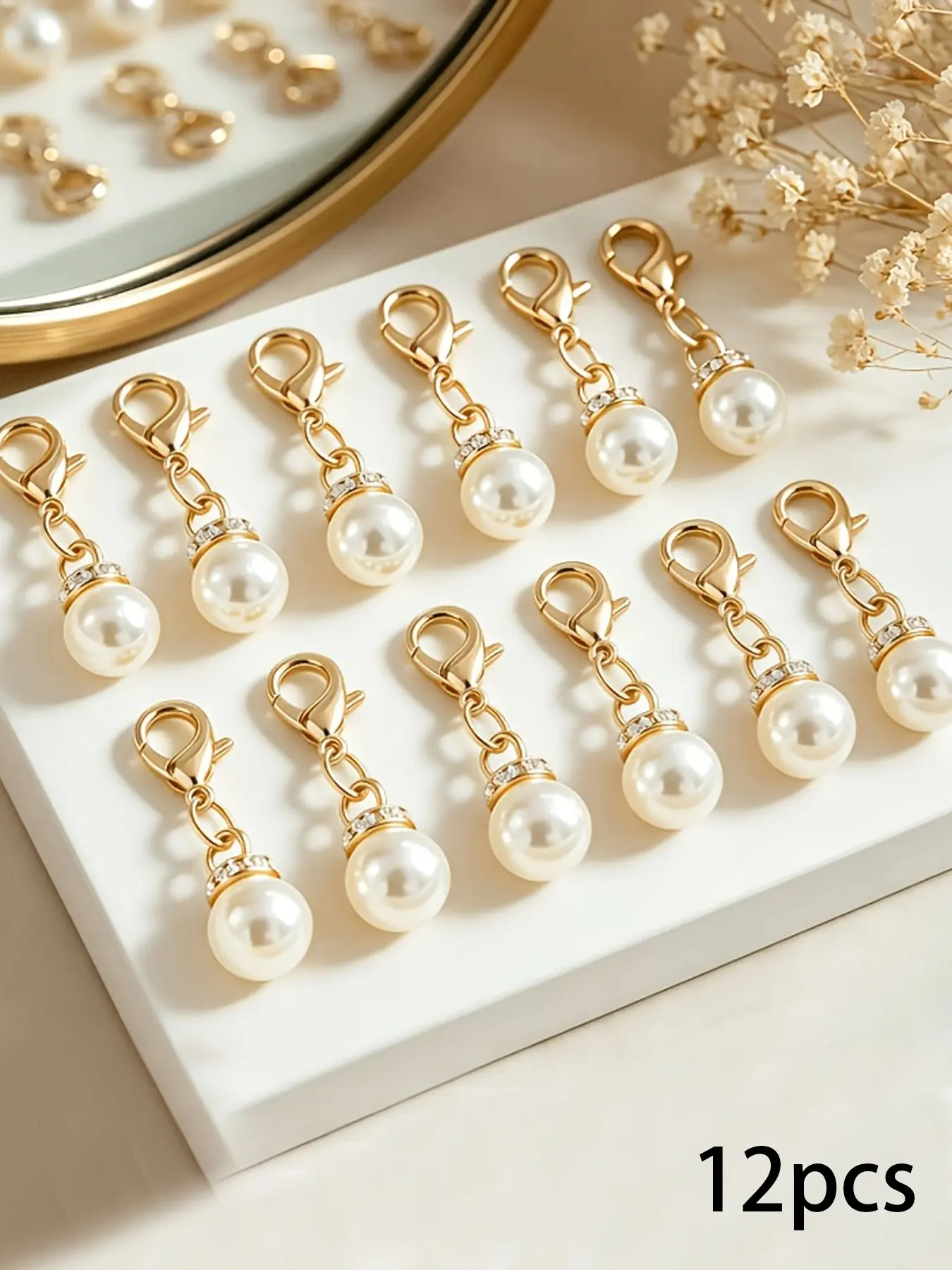 12/24pcs Light Luxury Versatile Shoe Buckle Bag Accessories Keychains, Lobster Clasp Pendants with Rhinestones, Fashionable Bag and Shoe Charms, The Best Gift for Family and Friends