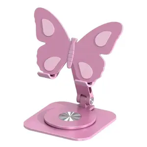 Aluminum Alloy Butterfly Cellphone Mount - 360° Rotating, Folding, Adjustable Mobile Stand for Phones & Tablets, Phone & Electronics Accessories,summervibes Smartphone Folding Mount,  Compact Selfie Phone Holder Foldable desk phone stand