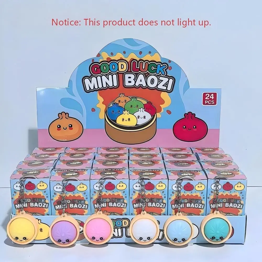 24pcs Cute Dumpling Press Keychains, PVC Food Shape Pendant, Durable Stress Relief Toy, Unisex Novelty Gift for Parties and Daily Use