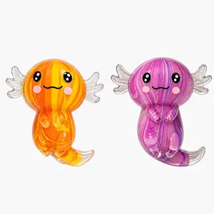 2 Pcs Axolotl Squishy Stress Relief Toy, Stretchy Axolotls Stress Soft Squeeze Sensory Fidget Toys for Kids Adults, Cute Axolotls Squishies Party Favors Classroom (YellowPink)