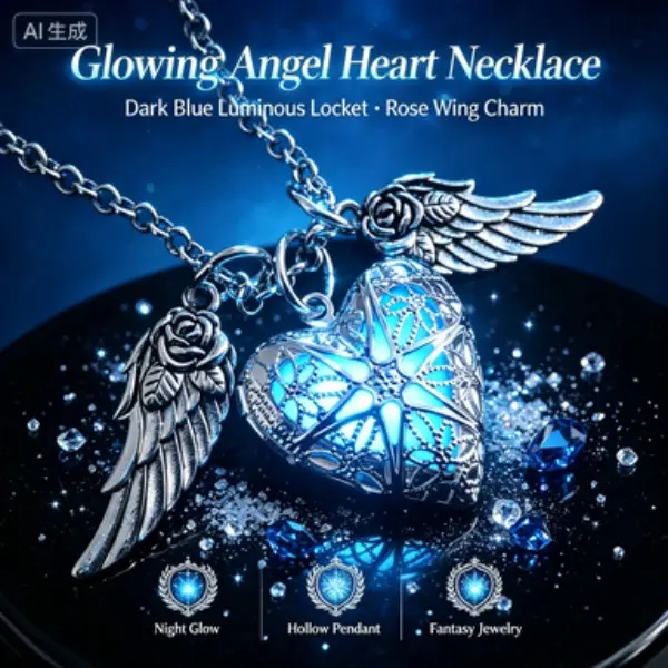 1 Piece Feixin Luminous Pendant With Rose Wings With Chain Keychain.