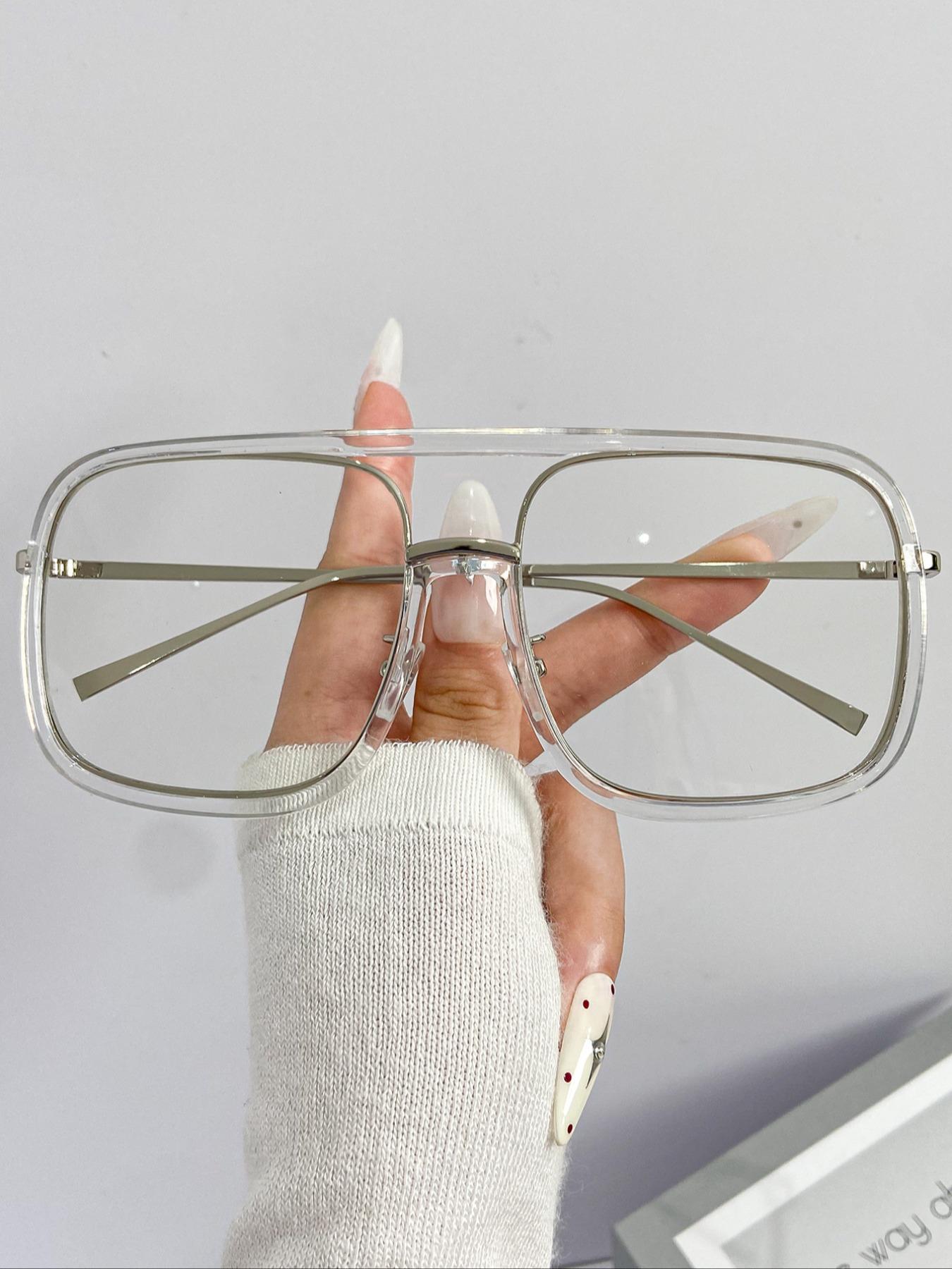 Unisex Street Style Tortoise Pattern Flat Top Frame Glasses, Trendy Casual Glasses for Everyday Use, Fashion Accessories for Outdoor Activities