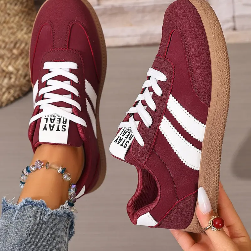 Women's Lightweight Lace-Up Sports Shoes, Breathable Cushioning Design, Anti-Slip Rubber Sole, Casual Daily Wear, All Seasons, Casual Breathable Sneakers