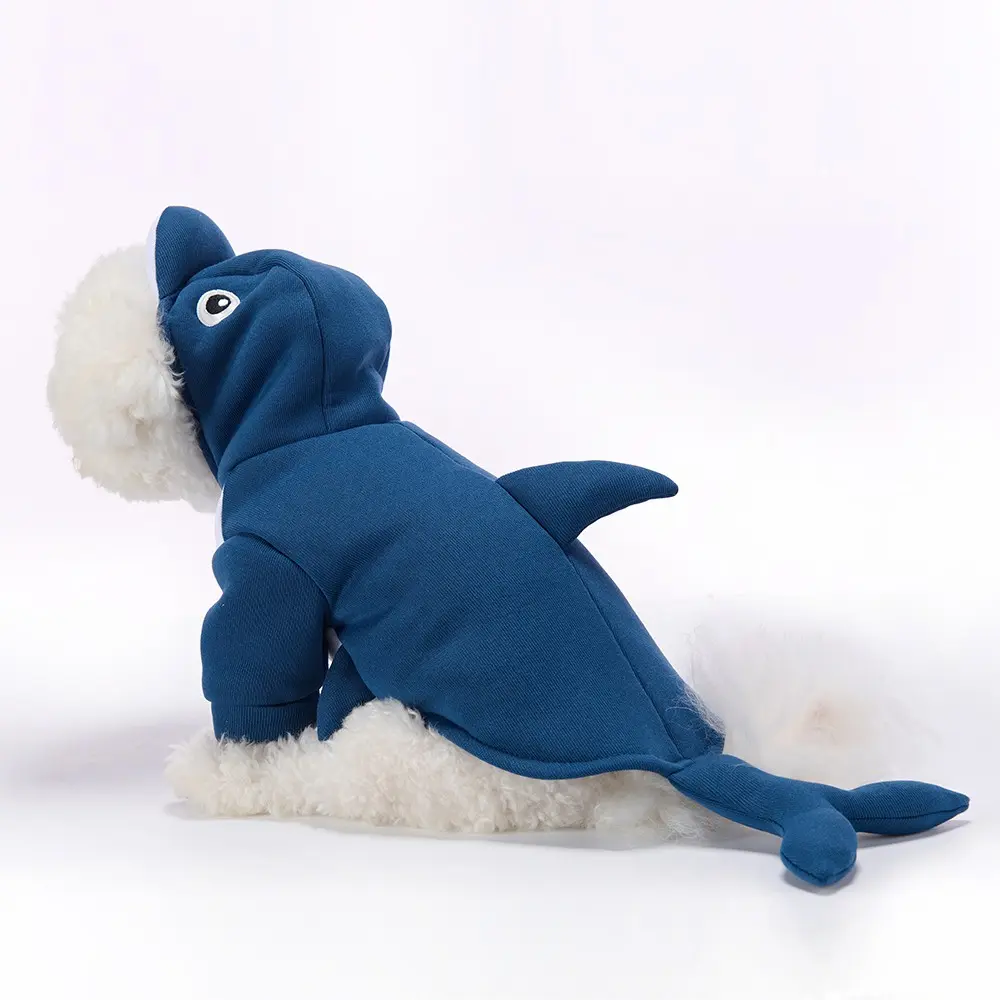 Cute Shark Costume for Small Dogs, Fun Pet Hoodie Set, Adorable Ocean Animal, Puppy Dress-Up Clothing, Kids' Halloween Costumes
