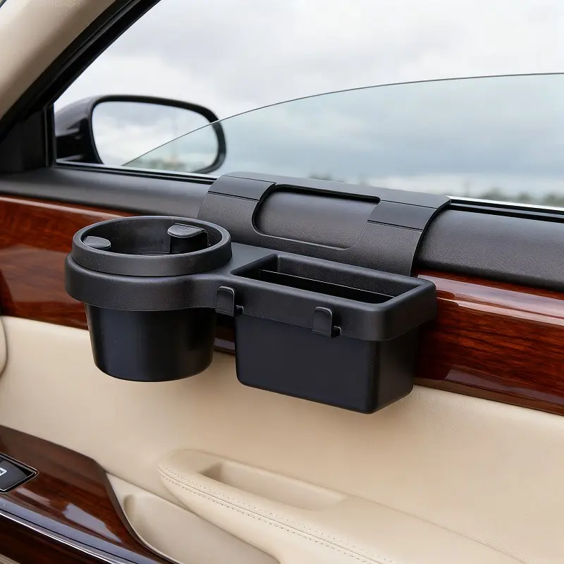 Multifunctional Car Storage Organizer with Cup Holders, PP‑Material Car Storage Box with Beverage Rack, Easy‑to‑Install Space‑Saving Hanging Storage Compartment