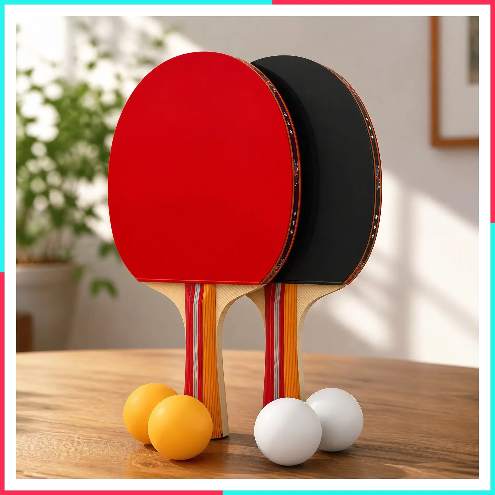 Complete Table Tennis Paddle Set with Rackets, Balls & Carry Case