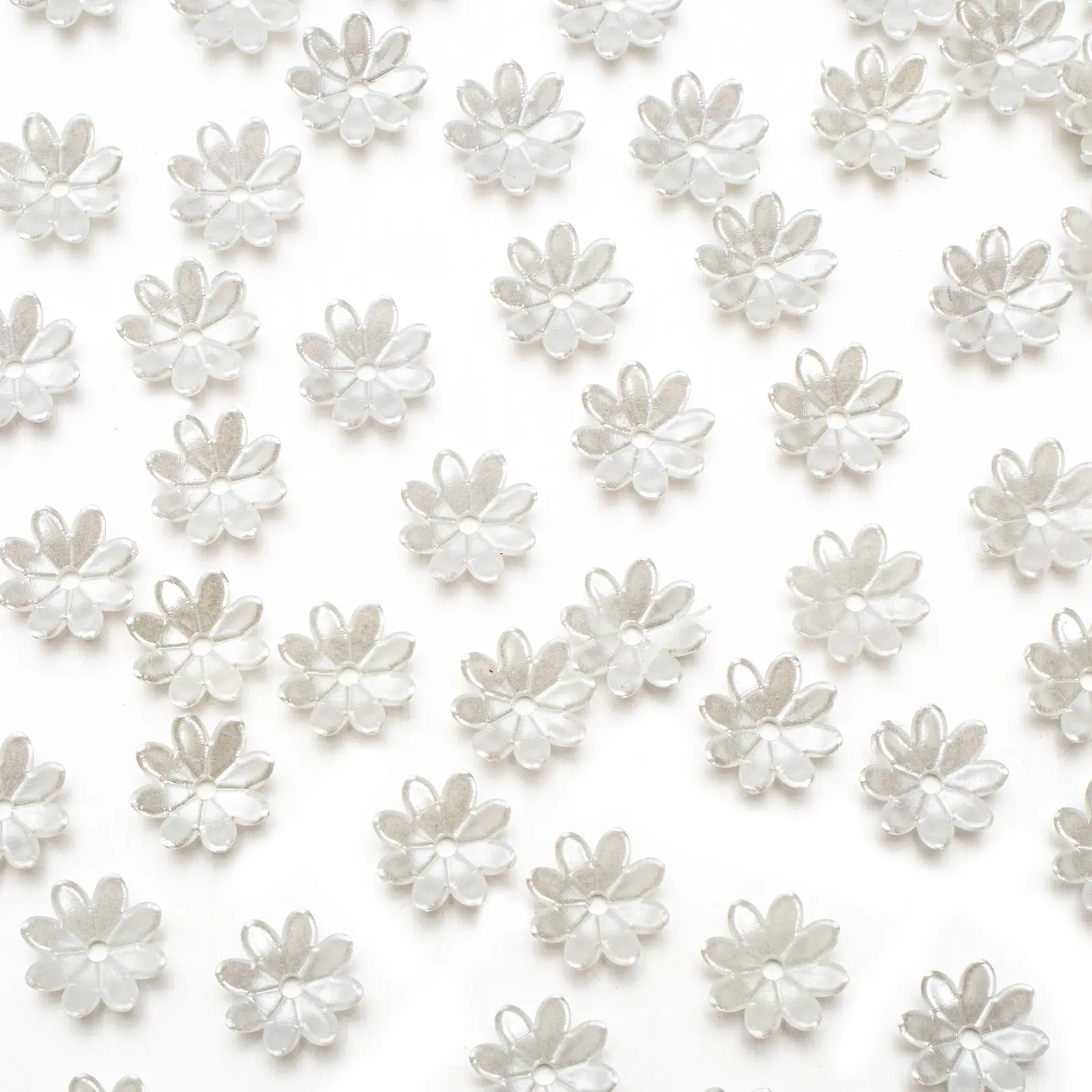 50 Abs Imitation Pearl Eight-Petal Flower Spacer Beads, Soft Matte Luster Simple Small Flowers, 10mm Hole Flower Pieces for DIY Jewelry Making