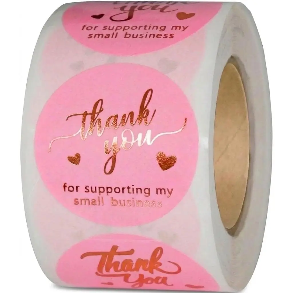 Thank You Stickers for Small Businesses - 500-Count 1.5in Floral Rose Self-Adhesive Envelope Seals, Tear Resistant, Ideal for Daily Order Fulfillment, Strengthen Customer Relationships & Elevate Brand Image