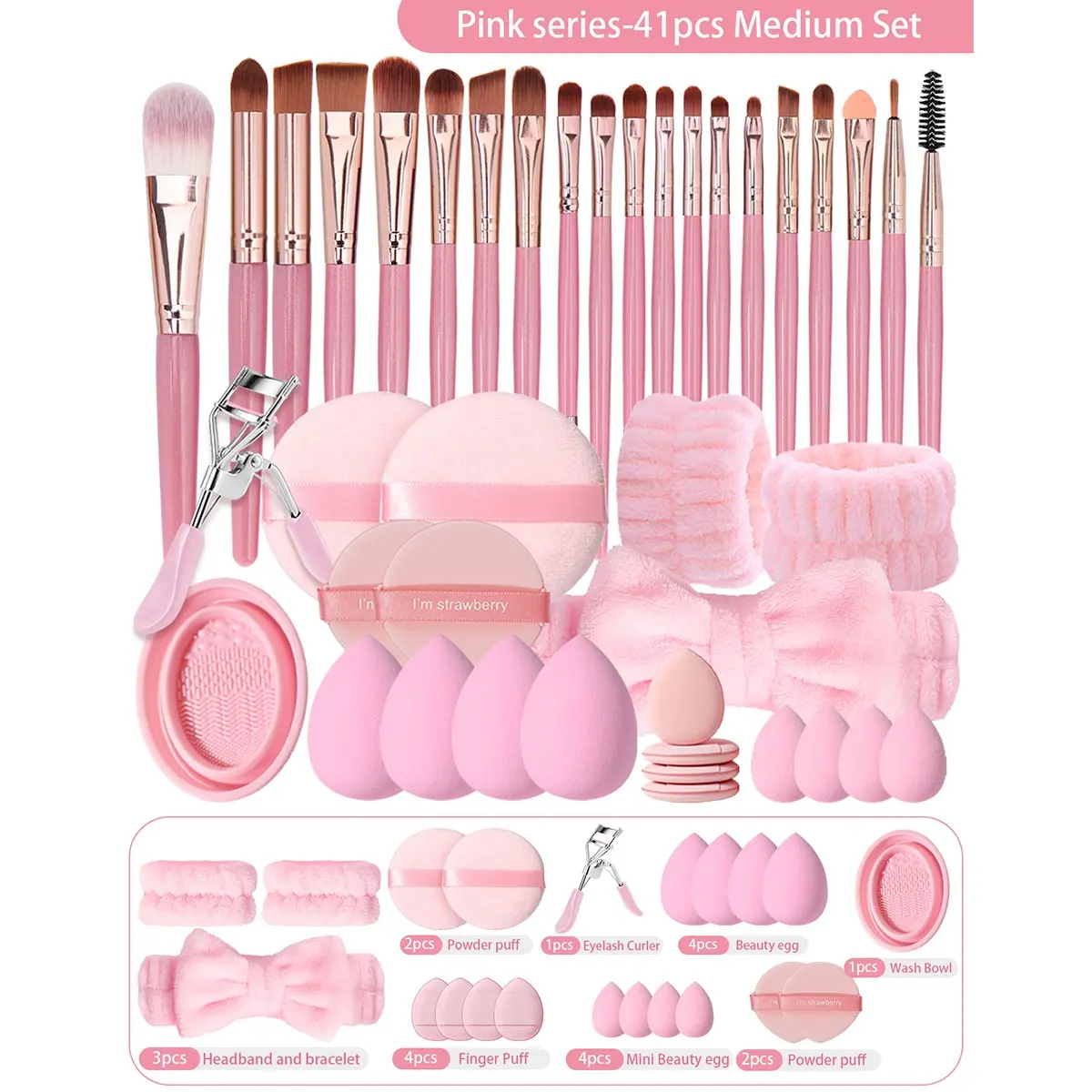 41-Piece Makeup Brush Set, 20 Eye Brushes, Wet/dry Foundation Sponge, Professional Blush Brush, Perfect for Beginners