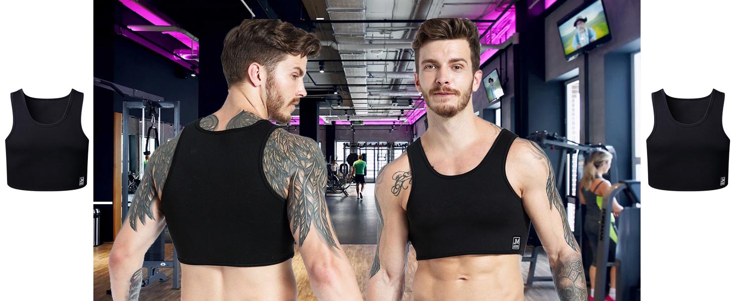 AGS JOCKMAIL Men's Neoprene Brace Vest Chest Support Strap Fitness Gym Sports Bra Vest Mens Chest Compression Vest