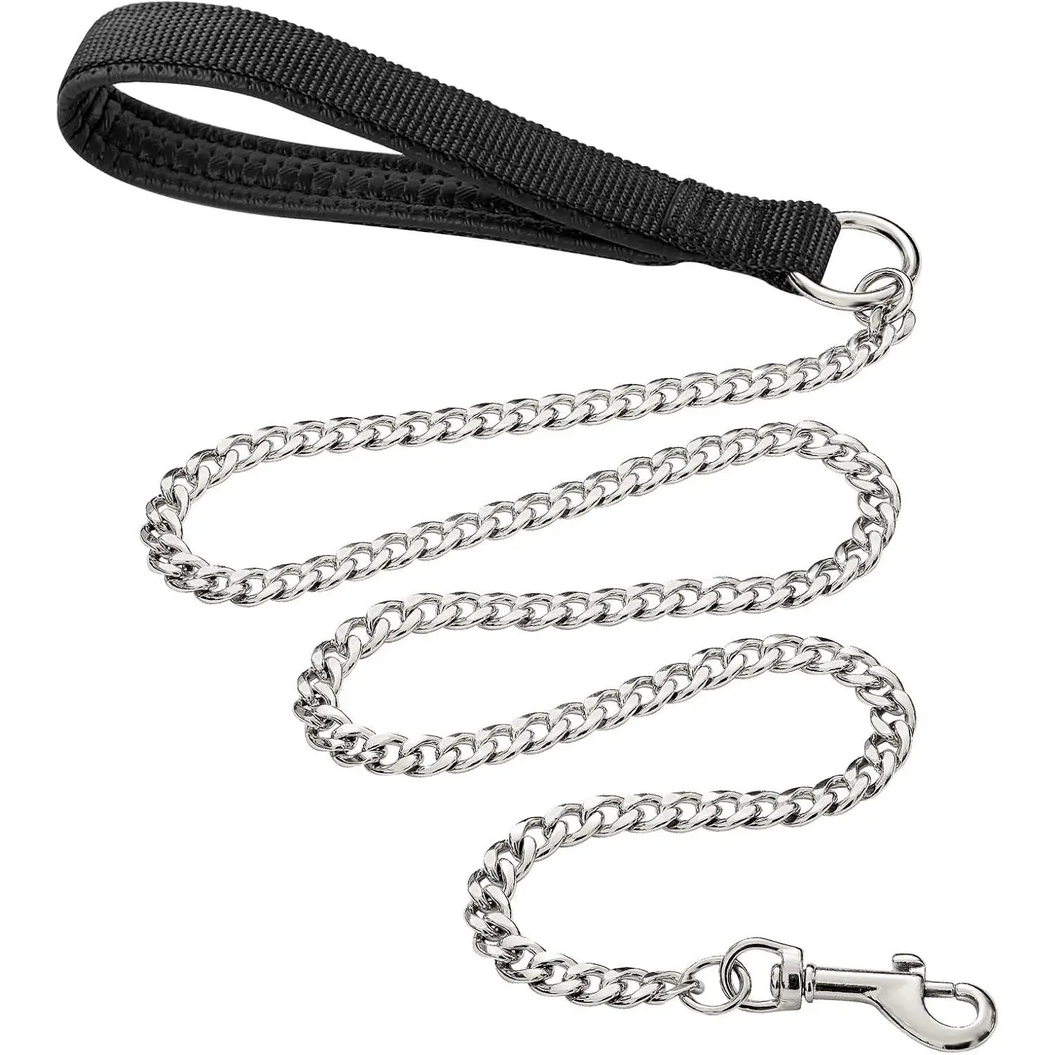 Heavy Duty Metal Dog Leash - 6 FT (70.8 Inch/180 cm) 3 mm Chew Proof Chain with Soft Padded Soft Grip Handle for Medium & Large Dogs (30-120 lbs) - Ideal for Walking, Jogging