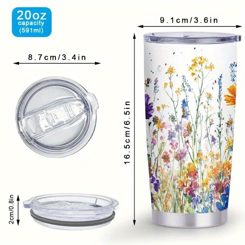 1pc, 20oz "Lively Meadow Blossoms" Theme Water Cup, Large Capacity Car Cup, Double-layered Insulated Water Cup, "Spring's Symphony" Theme Water Cup, Holiday Gift Water Cup, Birthday Gift, The Best Gift for Teachers, Friends, and Family.