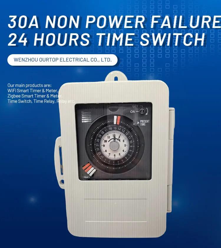 TB-330/TB-330R 30A 250VAC Black Mechanical Timer Switch Din Rail Programmable Timer switch Time Controller