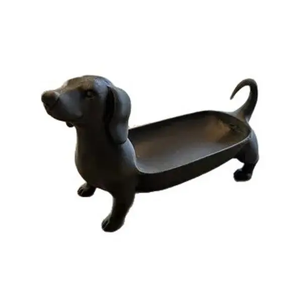 3D Printed Dachshund Dog Jewelry Catchall Tray - MDF+Steel Matte Black/White Dual Sizes Resin Key Holder Vanity Storage Organizer for Pet Lovers, Indoor Recreation Decor