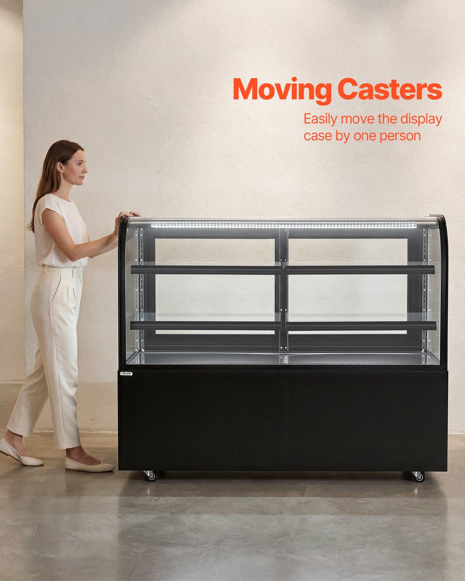 VEVOR Refrigerated Display Case, 17.6 Cu.Ft./550L Large Pastry Display Case, 2-Tier Commercial Cake Refrigerator with LED Lighting, TURBO Cooling, Frost-Free Air-Cooling, for Bakery, Dessert Shop