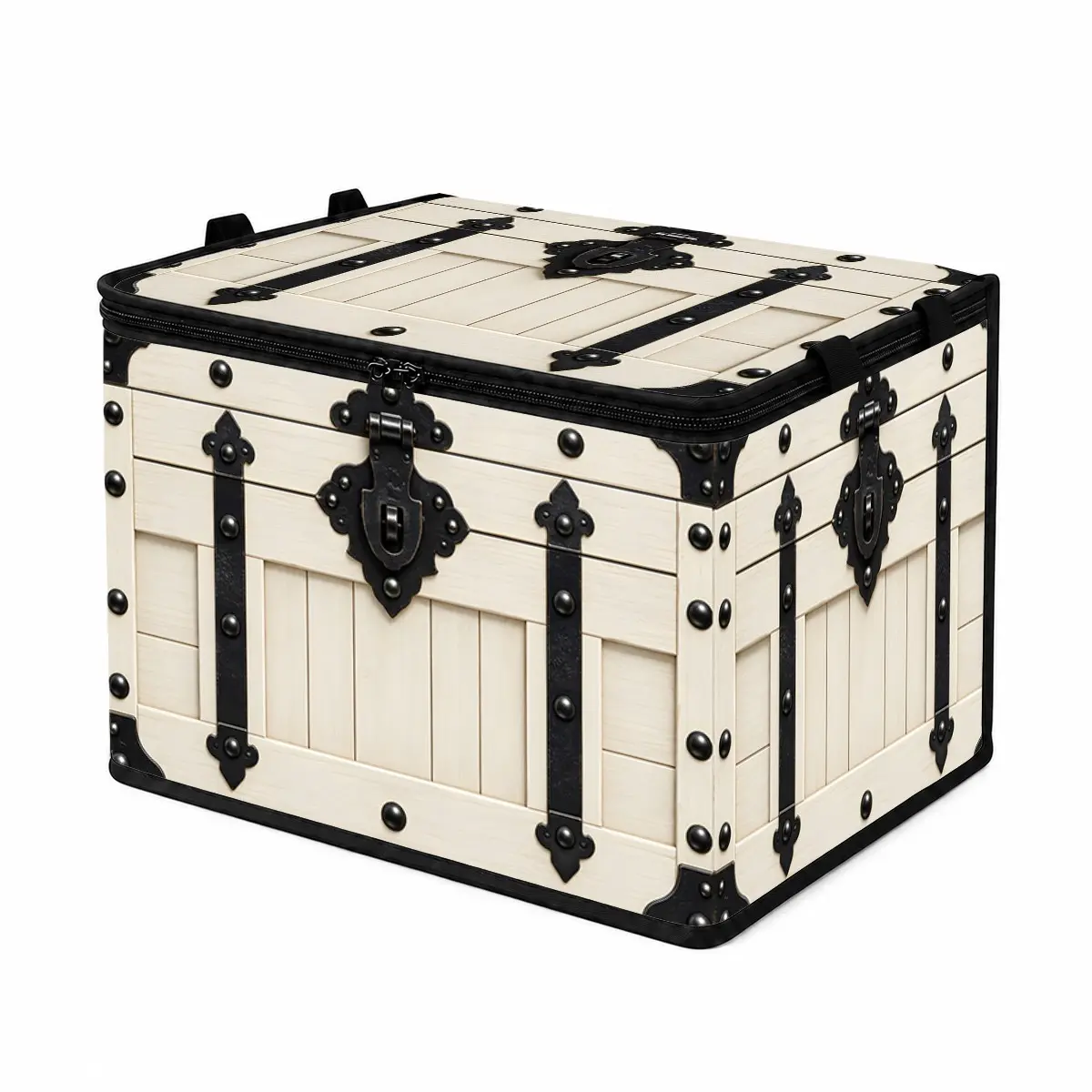 Vintage Wooden Storage Box with Metal Rivets and Clasp, Durable Design for Organizing Items, Perfect for Home Decor, Decorative Storage Organizers