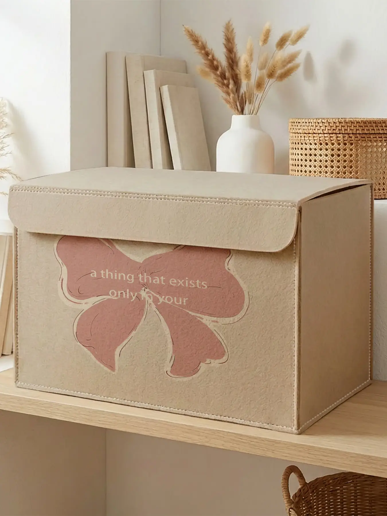 Flower Storage Box, 2D Print Felt Material, Lids Included, Ideal for Clothes Snacks Files, Perfect for Renters Students Moms