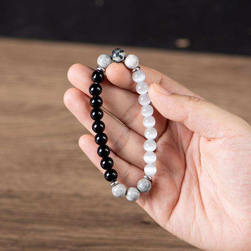 4 Pcs Exquisite Bohemian Beaded Bracelet - Natural Citrine, Malachite, Rose Quartz, Moonstone, Tiger Eye, and Vermillion Stones for Wealth, Protection, and Vitality - Elegant Fashion Jewelry for Banquet Party, Daily Wear, and Gift for Her bracelet men