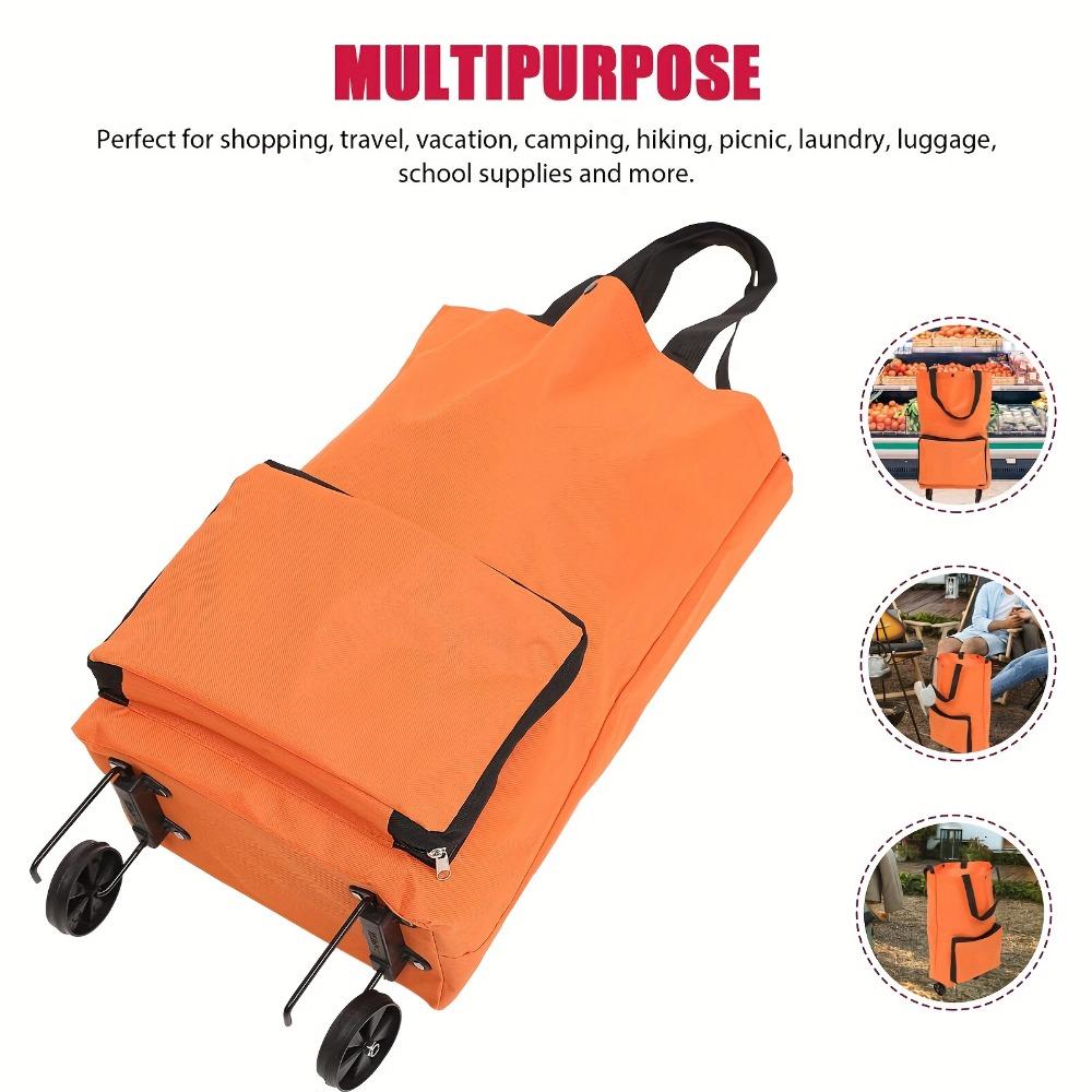 Foldable Rolling Shopping Bag with Wheels, Large Capacity Reusable Trolley Tote, Lightweight Space-Saving for Groceries, Laundry & Travel