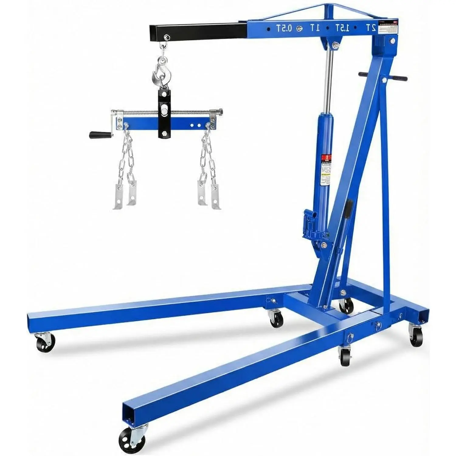 2 Ton Engine Hoist Cherry Picker with Lever, 4400 Lbs Capacity with 6 Steel Casters & Foldable Design - Heavy-Duty Portable Hydraulic Crane for Truck Engines, Boat Motors, Farm Equipment, Heavy-Duty Lift