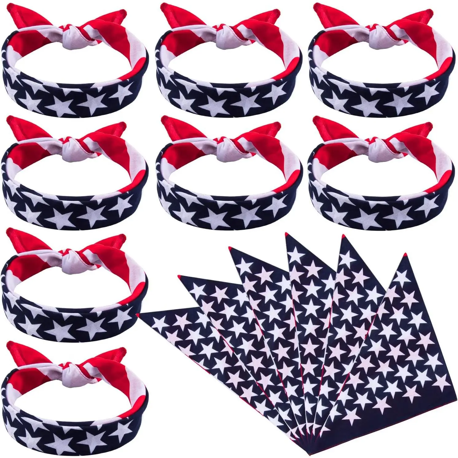 13 Pieces American Flag Bandanas Headband USA Flag Clothing Bandana Patriotic Accessories