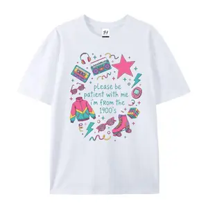 Women's 1900s-Inspired Casual Streetwear Round-Neck Short-Sleeve T-Shirt, Summer Womenswear Top