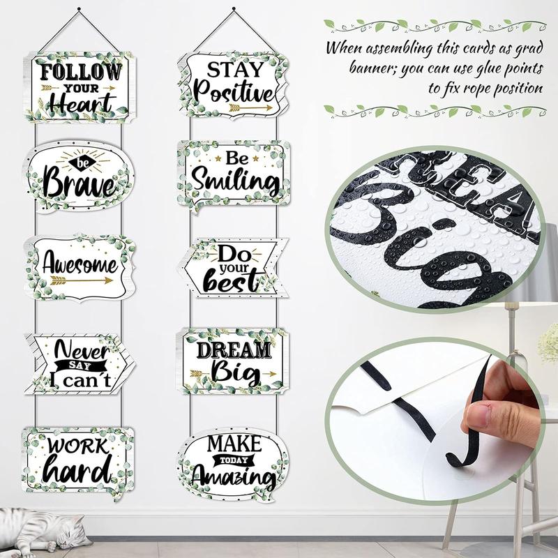 Classroom Decoration Banner Eucalyptus Motivational Banner Poster Inspirational Cards Motivation Porch Sign Positive Sayings Accents Cutouts for  to School Season Office  School