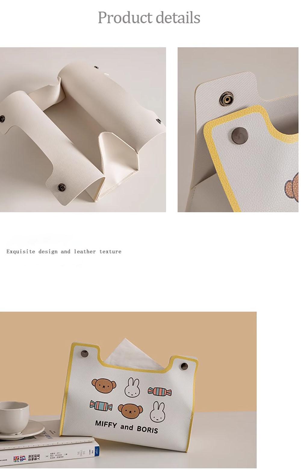 Kawaii Miffy New Cute Tissue Box Cartoon Rabbit Printing Pu Waterproof Simple Style Household Desktop Storage Bag Girl Gift