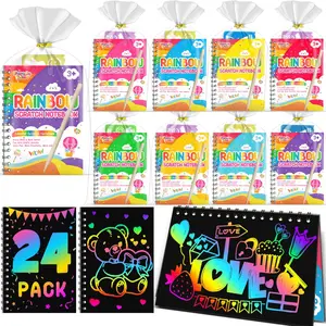 Scratch Paper Art Party Favors for Kids: 24 Pack Rainbow Scratch Notebook, Goodie Bags Stuffers Coloring Books Party Favors for Kids 3-12, Bulk Classroom Birthday Gifts for Studentfidget toys