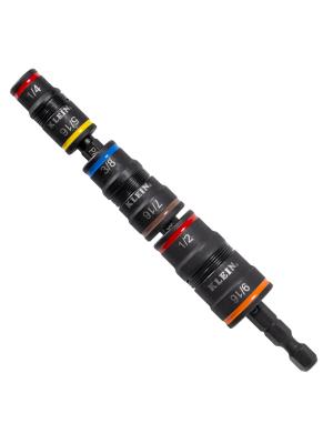 Klein Tools 32933 Klein Tools 32933 Impact Driver, SAE 7-in-1 Impact Rated Socket Set, 3 Flip Sockets with 6 Hex Driver Sizes and 1/4-Inch Bit Holder, 5-Inch Shaft