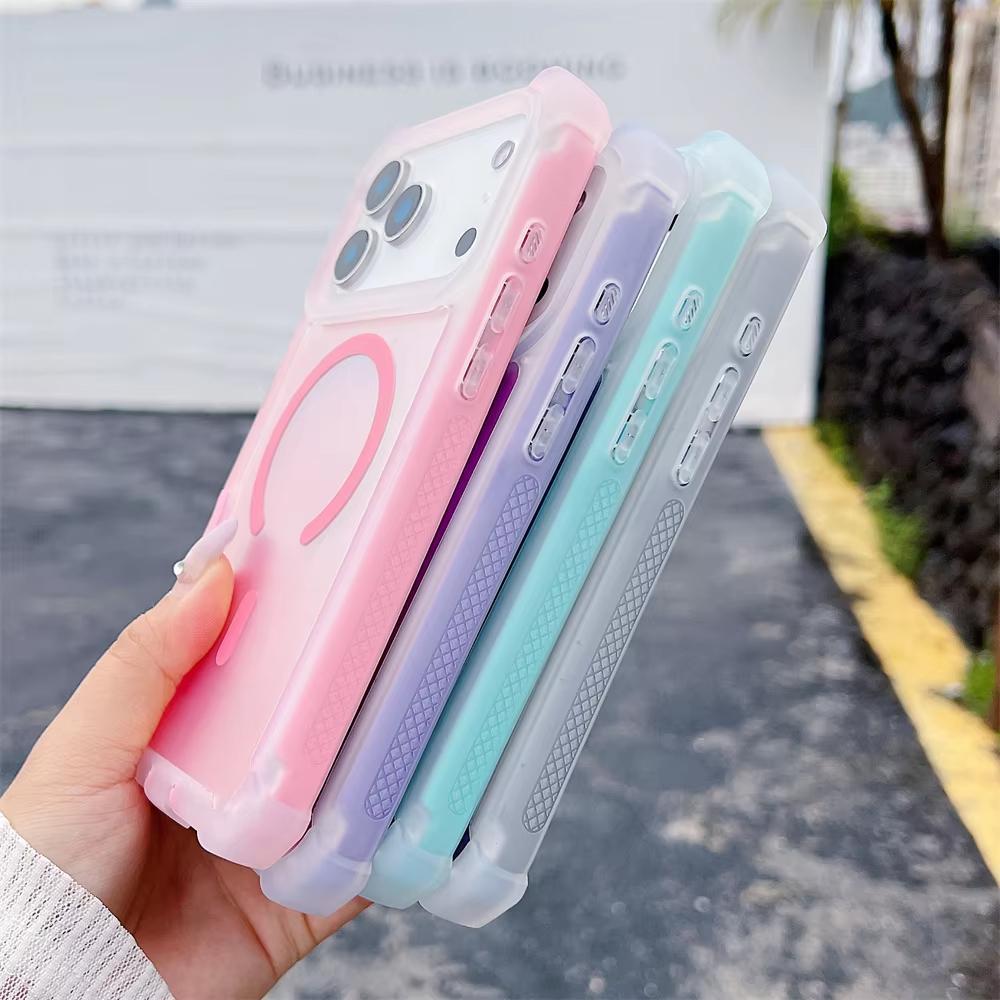 Fin Color Changing Laser Dazzling Magnetic Phone Case for iPhone 17 Air 16 15 14 13 Pro Max for MagSafe Wireless Charge Shockproof Cover Link No.45
