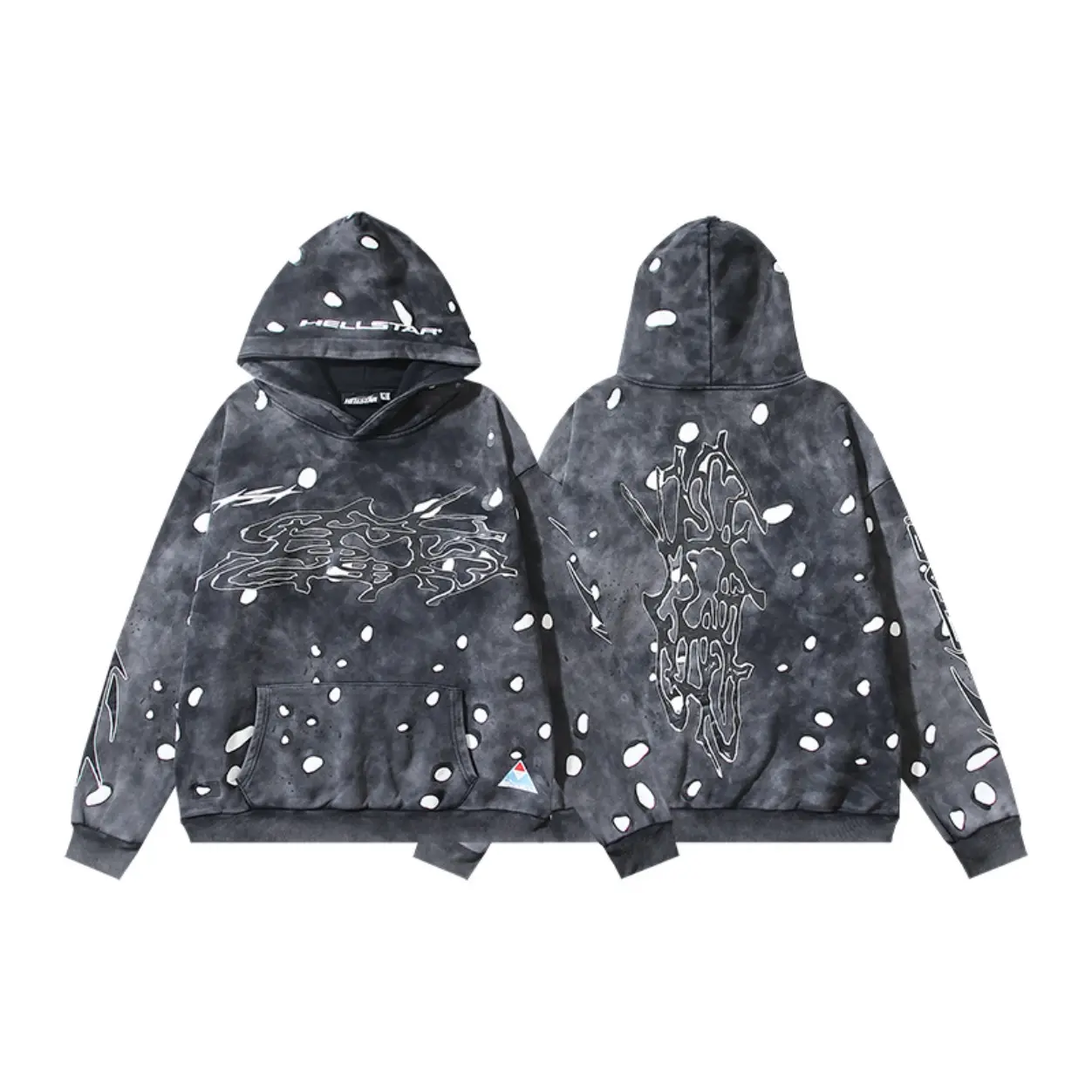 Hellstar Men Vintage Acid Washed Zip Up Hoodie Oversized Retro Leopard Graphic Print Hooded Sweatshirt, Y2K Hip Hop Streetwear Casual Tops for Men Teens, Halloween, Music Festival, Concert, Skate & Daily Street Outfit