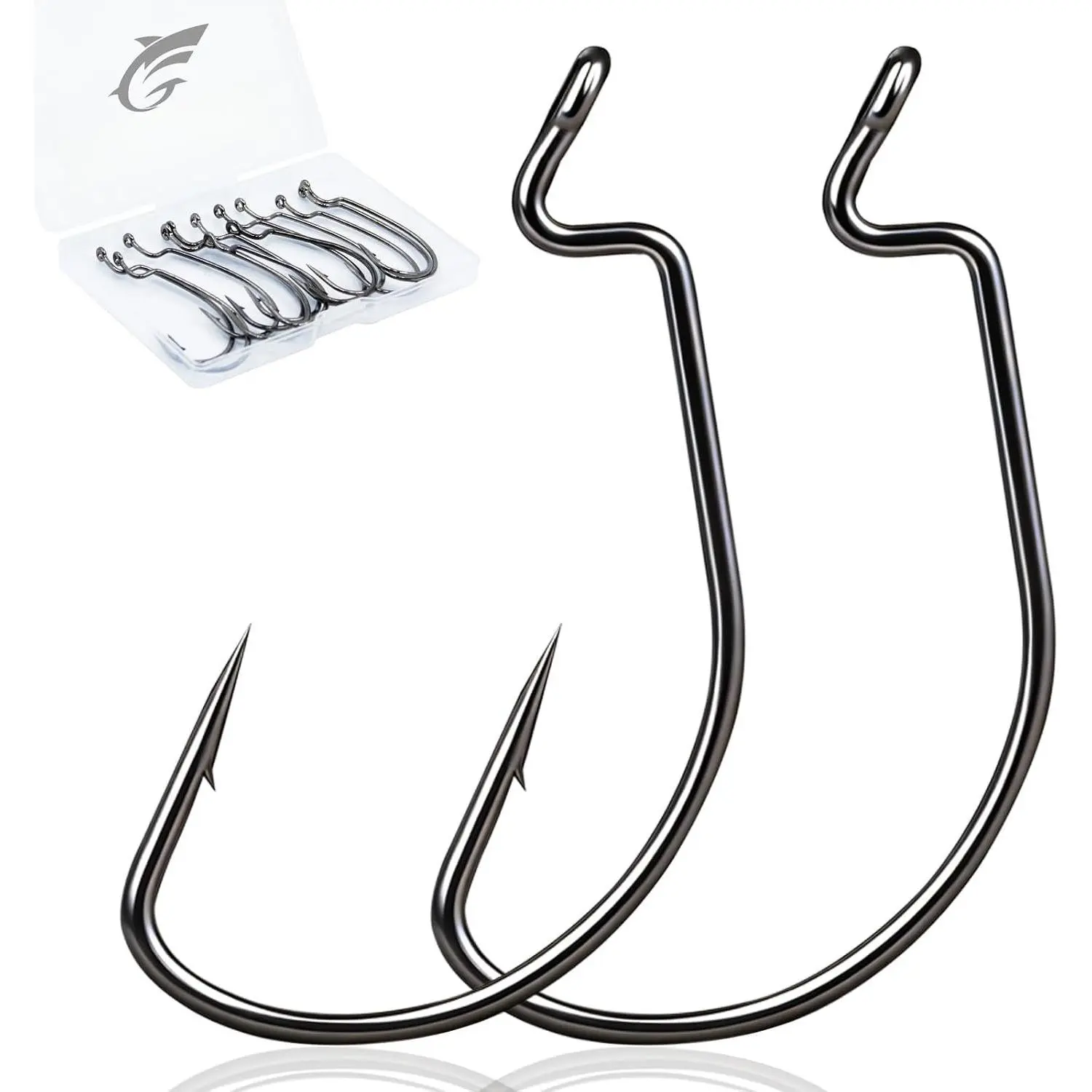 50/100/120pcs EWG Hooks, Offset Worm Hook for Bass Fishing | Extra Wide Gap, High Carbon Steel, Texas  Hook for Soft Plastics Texas//Drop Shot /Saltwater #4 -5/0