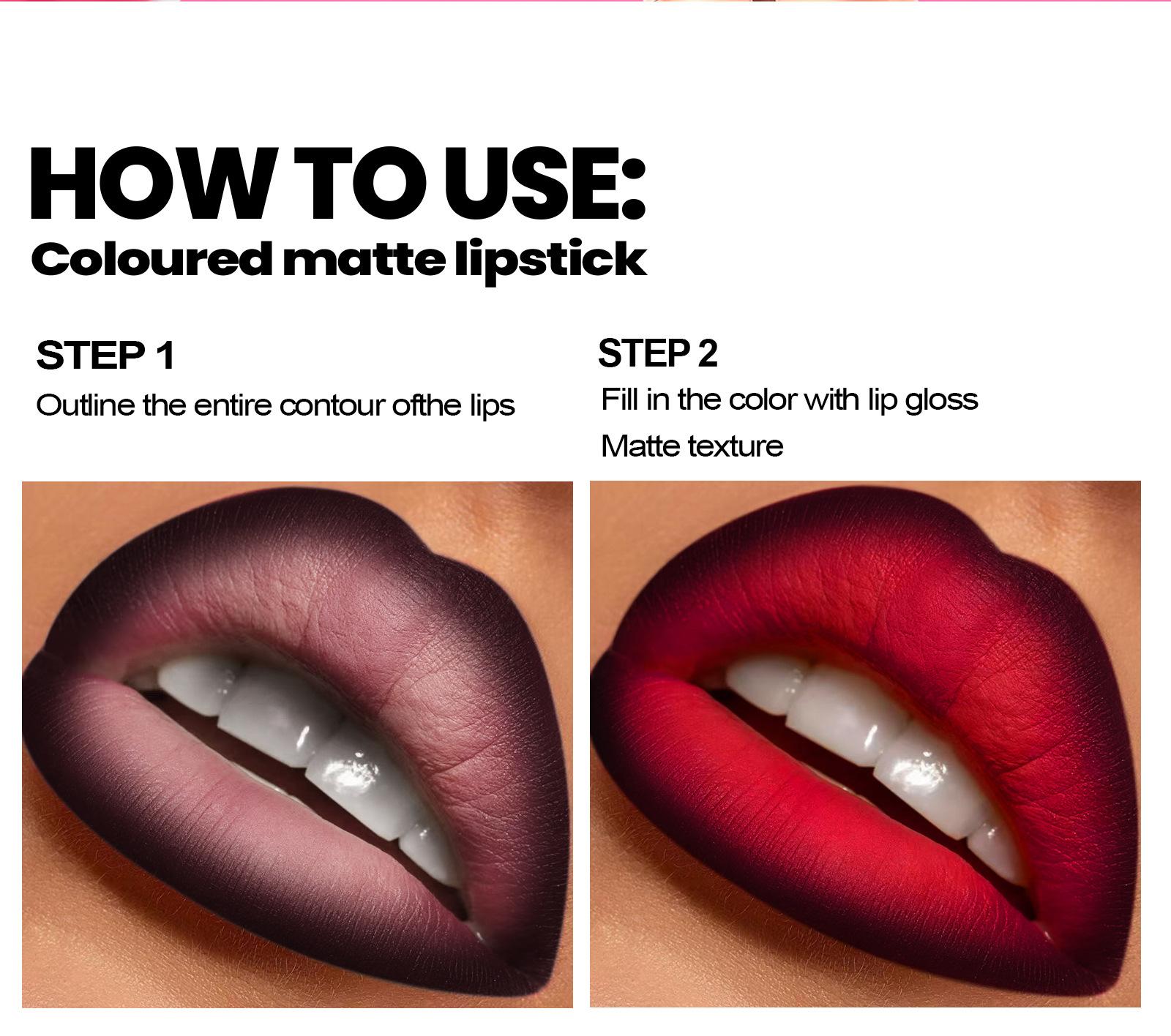 Dual-ended two-in-one lipstick and lip liner, matte non-stick cup non-fading pearlescent lip gloss, long-lasting matte lipstick