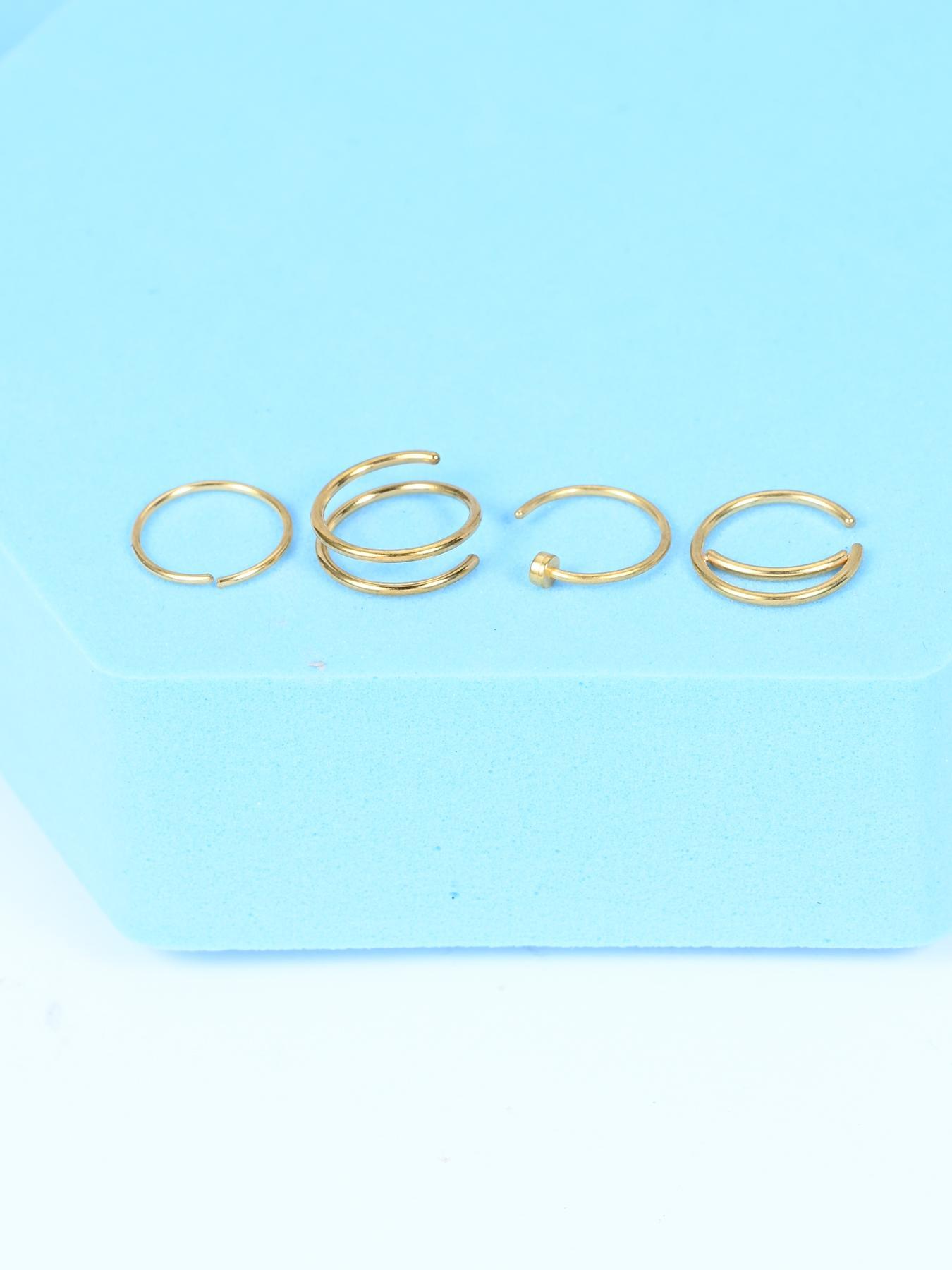 22pcs/set Unisex Rhinestone Decorated Hinged Nose Ring, Stainless Steel Nose Piercing Jewelry, Body Jewelry for Party & Daily Decoration