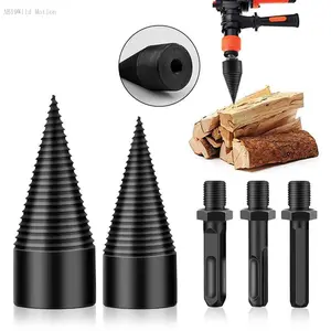 Firewood Log Splitter Drill Bit Set – Heavy-Duty Carbon Steel Wood Splitting Cone with Round/Hex/Square Shank – Safe, Efficient, and Easy to Use for Fireplace, Camping, Home Heating, and Outdoor Wood CuttingAB19Wild Motion