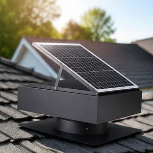 ARCH 12" Solar Roof Vent Fan 40W Dual Power Attic Exhaust Fan with 3-Speed Remote 25°C Auto Start 1200 CFM MPPT Controller for Greenhouse Barn Garage Workshop Ventilation Black Aluminum Alloy, Black Color Options, Aluminium Alloy Material