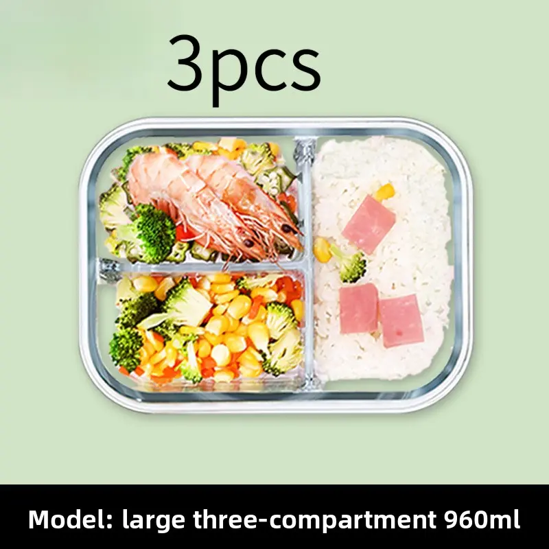 2 Pack Heated Glass Food Container with Lid Airtight Sealed Lunch Box Large Capacity for Students Refrigerator Safe Reusable Bento Box